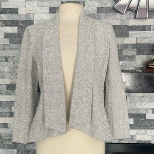 NINE WEST Women’s  Buttonless Blazer White W/ Gray Multi Dimensional Check Sz 6